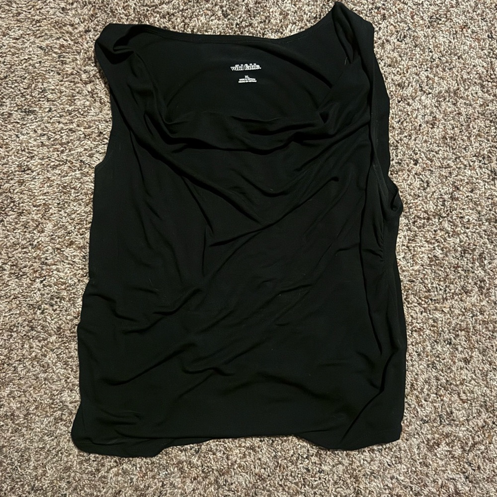 wild fable Black Draped Neck Tank Top
